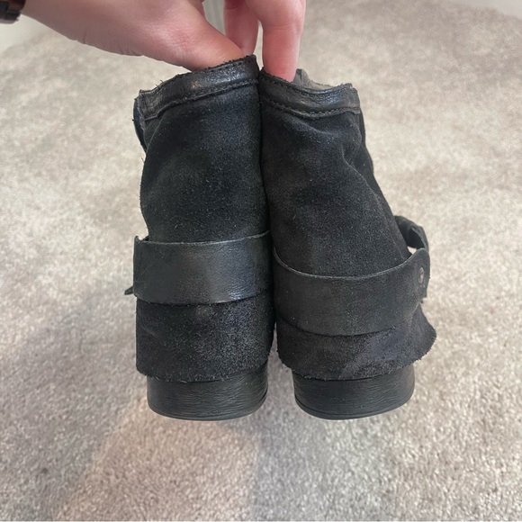 Miz Mooz Ankle Boots Womens 40 9-9.5 Black Suede Slouchy Western Boho Side Zip - Picture 3 of 9